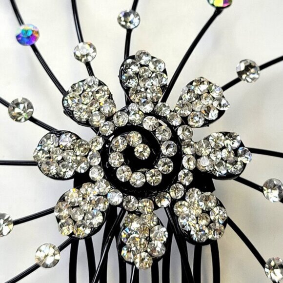 Bridal Hair Pins Black Crystal HairComb Hair Accessories Jewelry - Picture 2 of 9